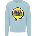 Gay and Proud LGBT Pride Awareness Kids Sweatshirt Jumper Light Blue