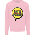 Gay and Proud LGBT Pride Awareness Kids Sweatshirt Jumper Light Pink