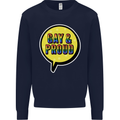 Gay and Proud LGBT Pride Awareness Kids Sweatshirt Jumper Navy Blue