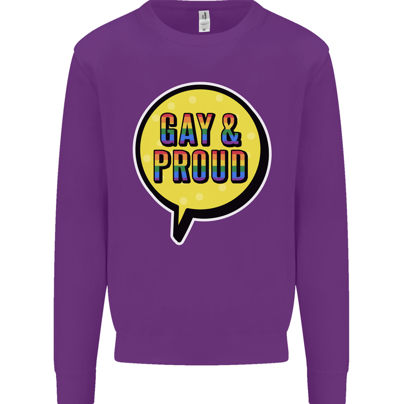 Gay and Proud LGBT Pride Awareness Kids Sweatshirt Jumper Purple