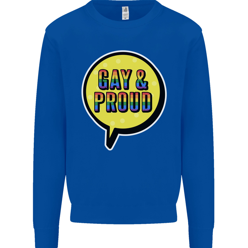 Gay and Proud LGBT Pride Awareness Kids Sweatshirt Jumper Royal Blue