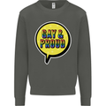 Gay and Proud LGBT Pride Awareness Kids Sweatshirt Jumper Storm Grey