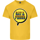 Gay and Proud LGBT Pride Awareness Kids T-Shirt Childrens Yellow