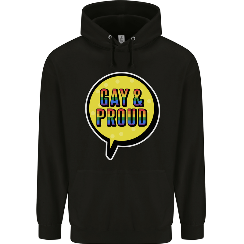 Gay and Proud LGBT Pride Awareness Mens 80% Cotton Hoodie Black
