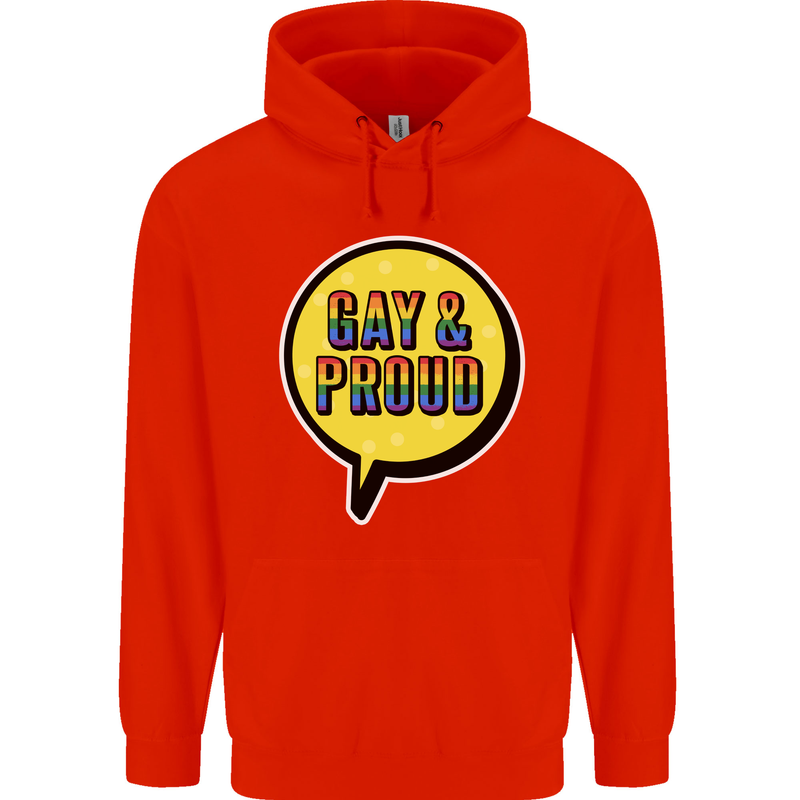 Gay and Proud LGBT Pride Awareness Mens 80% Cotton Hoodie Bright Red