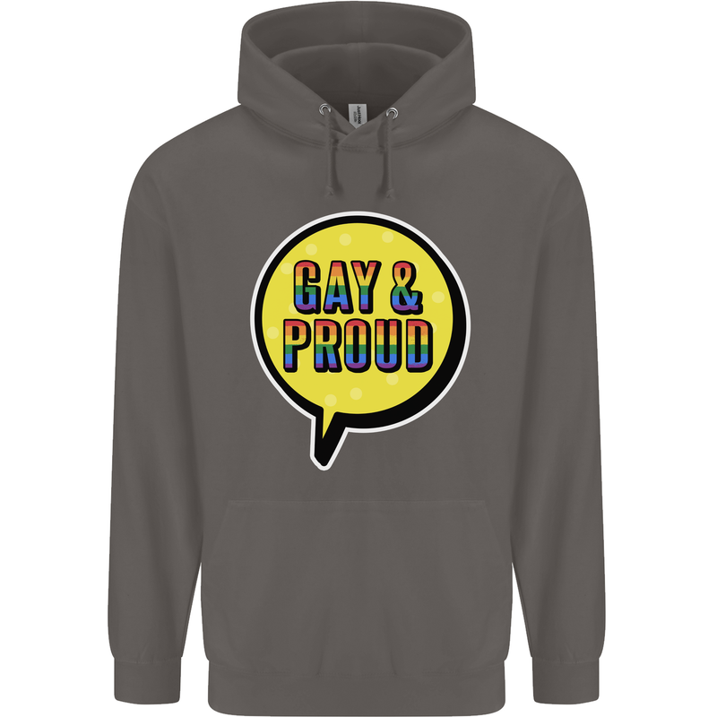 Gay and Proud LGBT Pride Awareness Mens 80% Cotton Hoodie Charcoal
