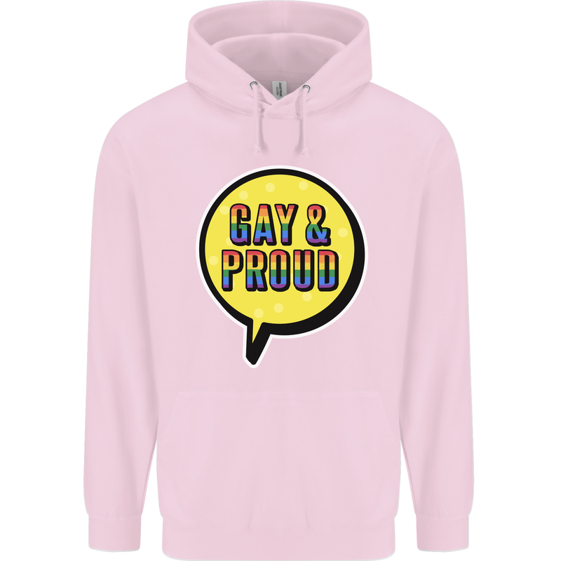 Gay and Proud LGBT Pride Awareness Mens 80% Cotton Hoodie Light Pink