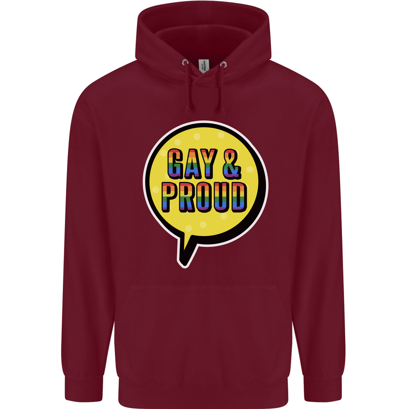 Gay and Proud LGBT Pride Awareness Mens 80% Cotton Hoodie Maroon