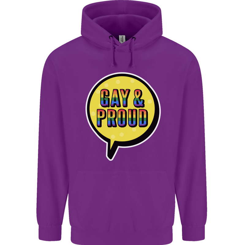 Gay and Proud LGBT Pride Awareness Mens 80% Cotton Hoodie Purple