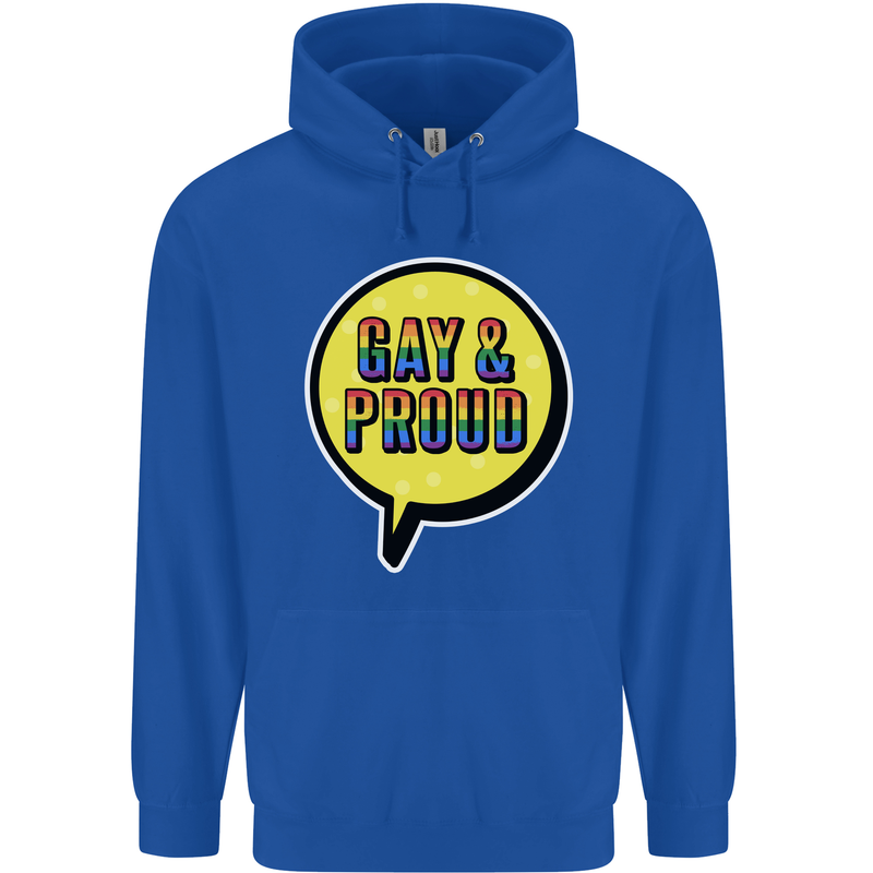 Gay and Proud LGBT Pride Awareness Mens 80% Cotton Hoodie Royal Blue