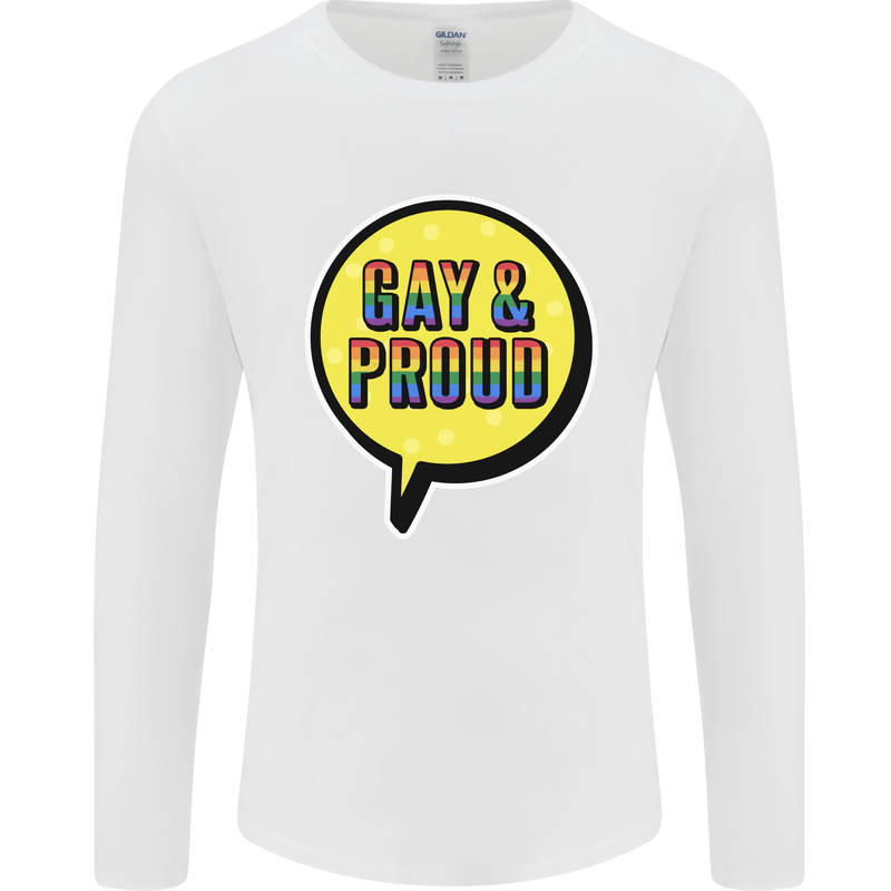 Gay and Proud LGBT Pride Awareness Mens Long Sleeve T-Shirt White