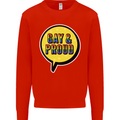 Gay and Proud LGBT Pride Awareness Mens Sweatshirt Jumper Bright Red