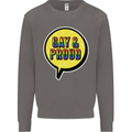 Gay and Proud LGBT Pride Awareness Mens Sweatshirt Jumper Charcoal