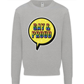 Gay and Proud LGBT Pride Awareness Mens Sweatshirt Jumper Sports Grey