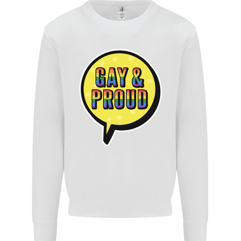 Gay and Proud LGBT Pride Awareness Mens Sweatshirt Jumper White