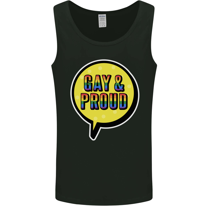 Gay and Proud LGBT Pride Awareness Mens Vest Tank Top Black