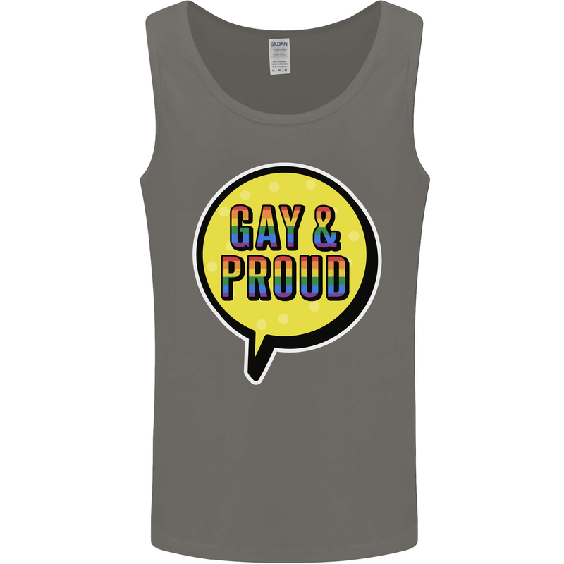Gay and Proud LGBT Pride Awareness Mens Vest Tank Top Charcoal