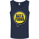 Gay and Proud LGBT Pride Awareness Mens Vest Tank Top Navy Blue