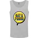 Gay and Proud LGBT Pride Awareness Mens Vest Tank Top Sports Grey