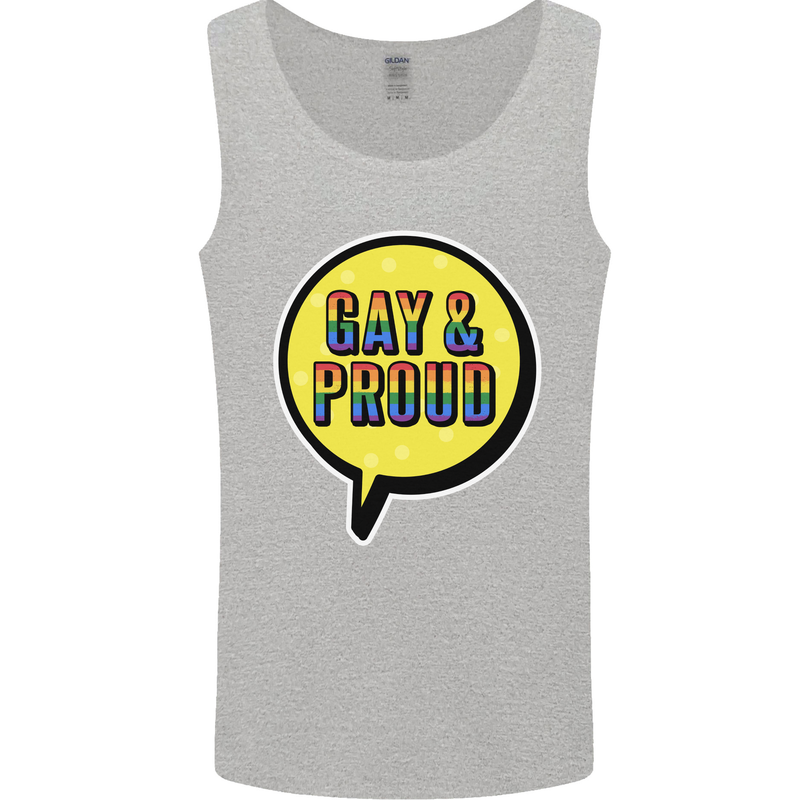 Gay and Proud LGBT Pride Awareness Mens Vest Tank Top Sports Grey