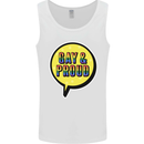 Gay and Proud LGBT Pride Awareness Mens Vest Tank Top White