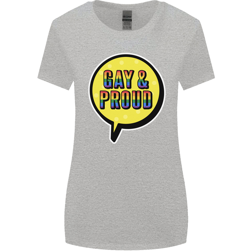 Gay and Proud LGBT Pride Awareness Womens Wider Cut T-Shirt Sports Grey
