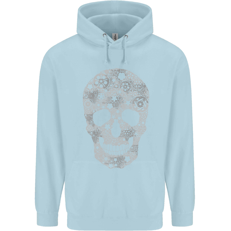 Gear Skull Biker Motorcycle Motorbike Cars Childrens Kids Hoodie Light Blue
