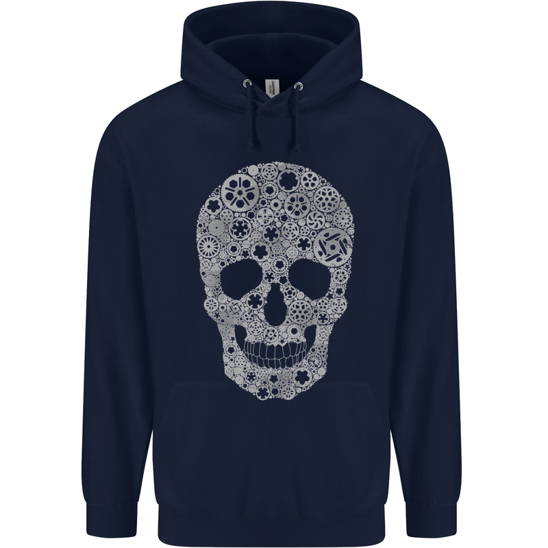 Gear Skull Biker Motorcycle Motorbike Cars Childrens Kids Hoodie Navy Blue