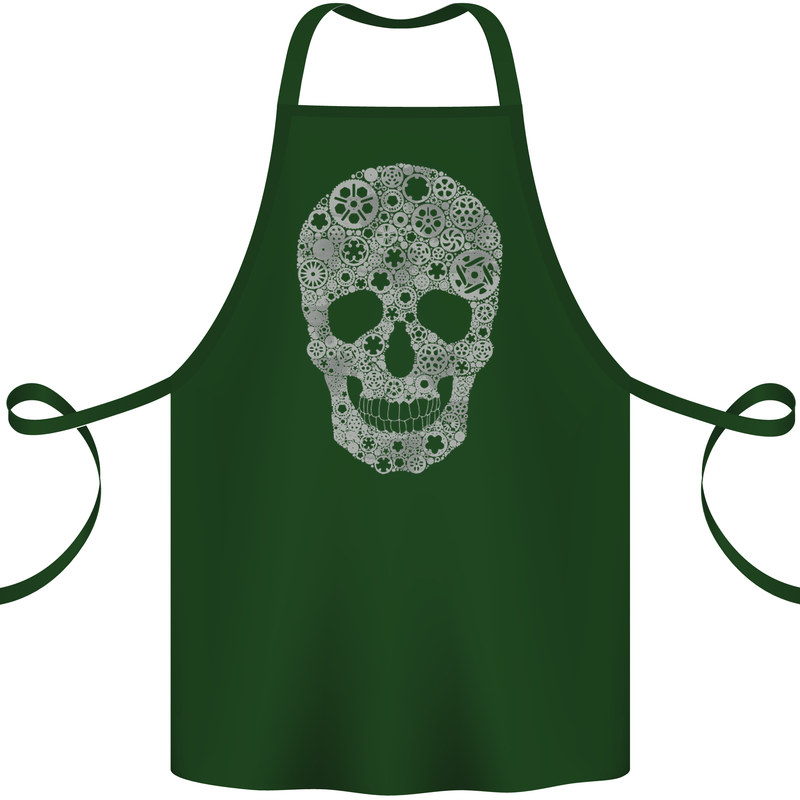 Gear Skull Biker Motorcycle Motorbike Cars Cotton Apron 100% Organic Forest Green