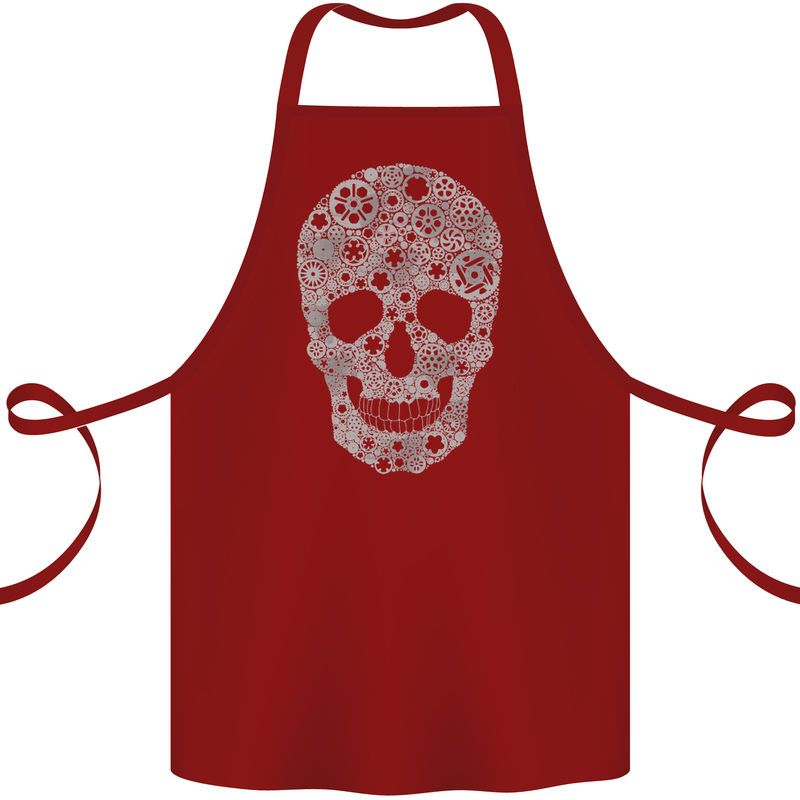 Gear Skull Biker Motorcycle Motorbike Cars Cotton Apron 100% Organic Maroon