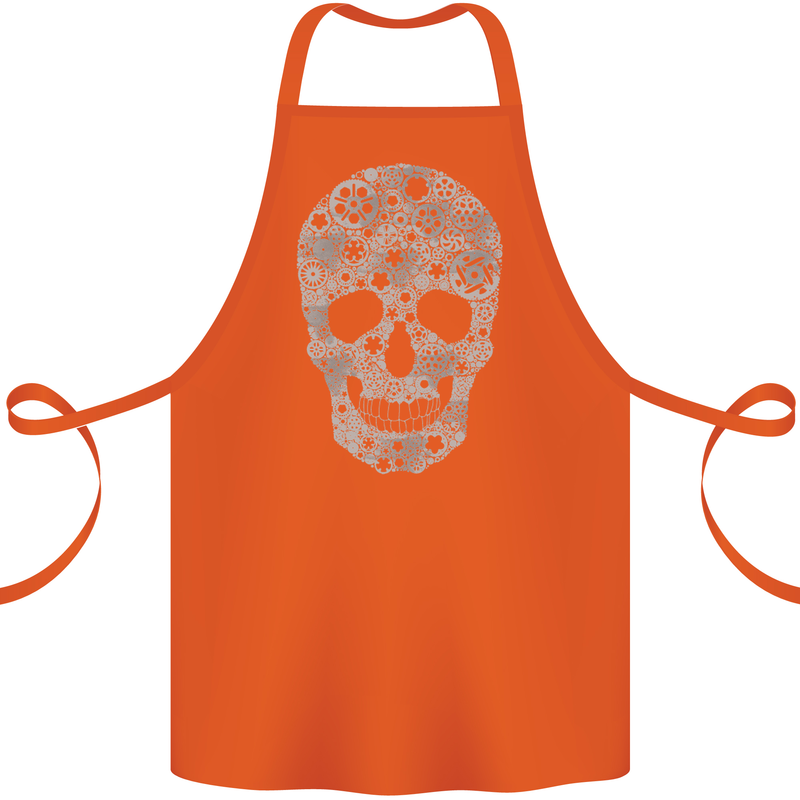 Gear Skull Biker Motorcycle Motorbike Cars Cotton Apron 100% Organic Orange