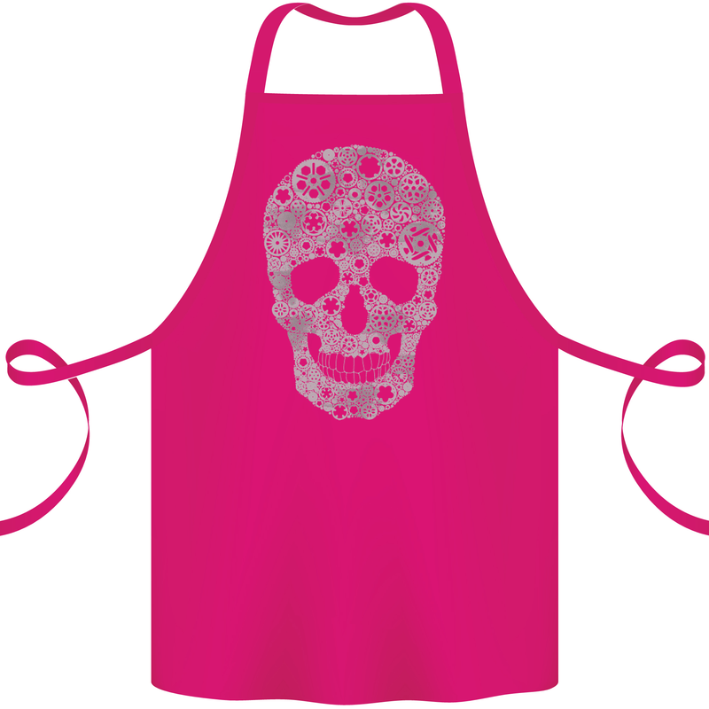 Gear Skull Biker Motorcycle Motorbike Cars Cotton Apron 100% Organic Pink