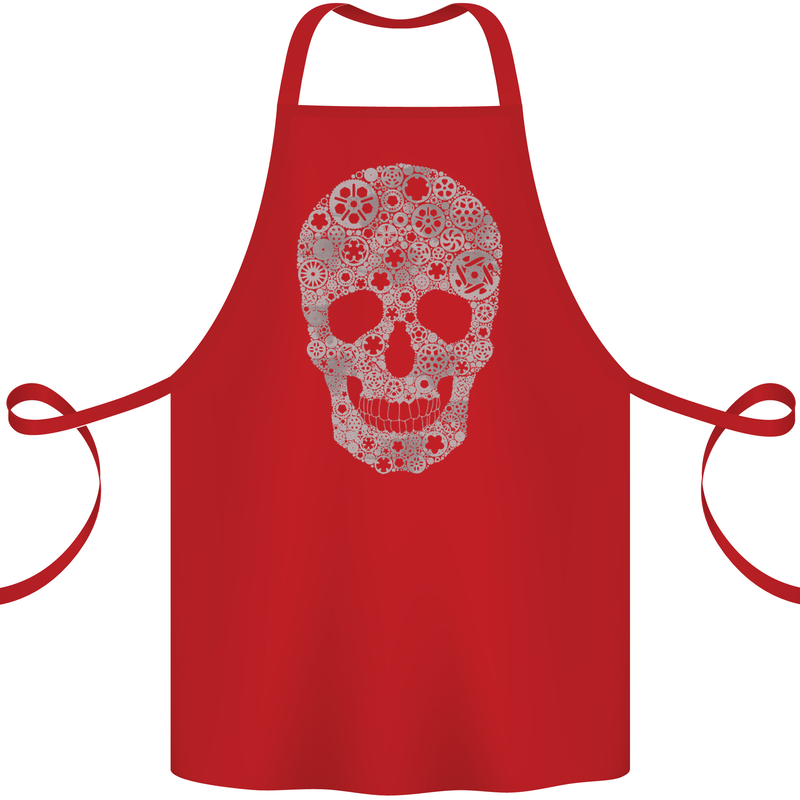 Gear Skull Biker Motorcycle Motorbike Cars Cotton Apron 100% Organic Red