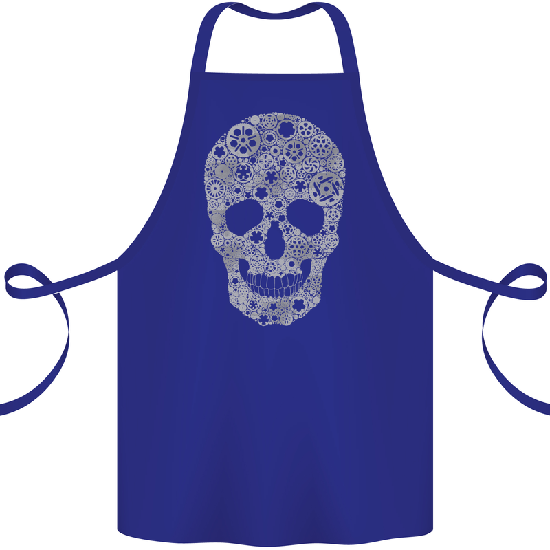 Gear Skull Biker Motorcycle Motorbike Cars Cotton Apron 100% Organic Royal Blue