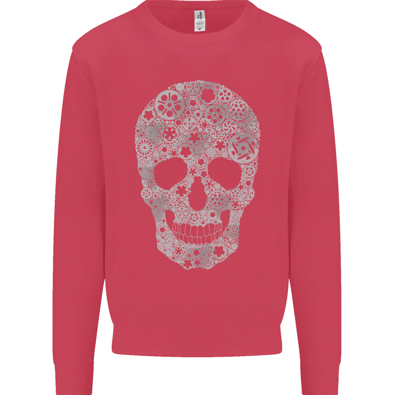 Gear Skull Biker Motorcycle Motorbike Cars Kids Sweatshirt Jumper Heliconia