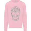 Gear Skull Biker Motorcycle Motorbike Cars Kids Sweatshirt Jumper Light Pink