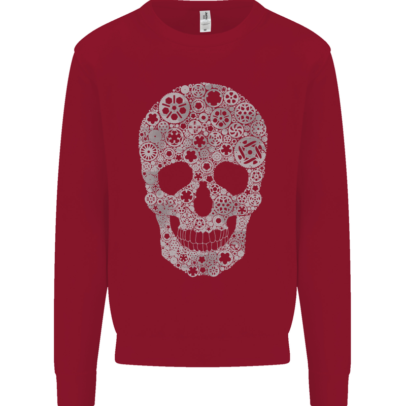 Gear Skull Biker Motorcycle Motorbike Cars Kids Sweatshirt Jumper Red