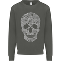 Gear Skull Biker Motorcycle Motorbike Cars Kids Sweatshirt Jumper Storm Grey
