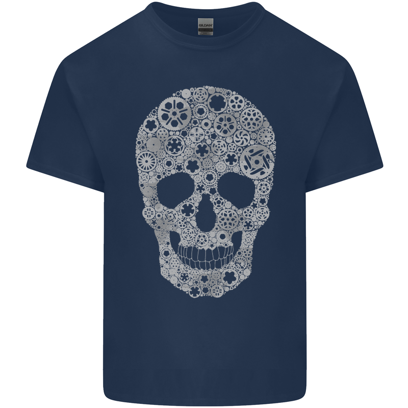 Gear Skull Biker Motorcycle Motorbike Cars Kids T-Shirt Childrens Navy Blue