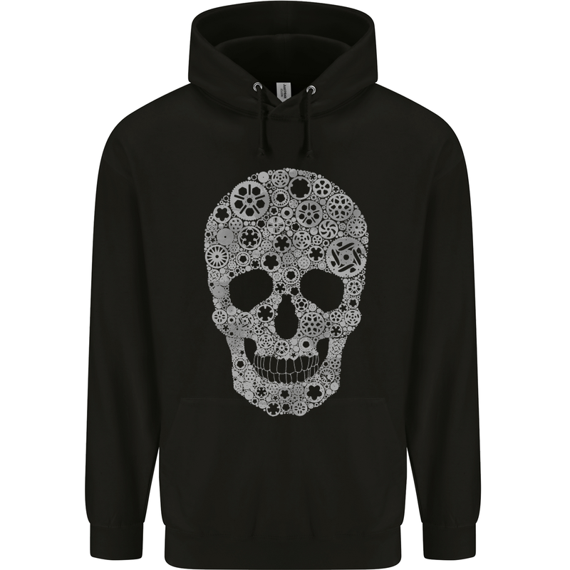Gear Skull Biker Motorcycle Motorbike Cars Mens 80% Cotton Hoodie Black
