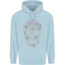 Gear Skull Biker Motorcycle Motorbike Cars Mens 80% Cotton Hoodie Light Blue