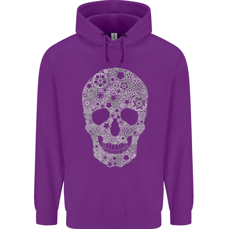 Gear Skull Biker Motorcycle Motorbike Cars Mens 80% Cotton Hoodie Purple
