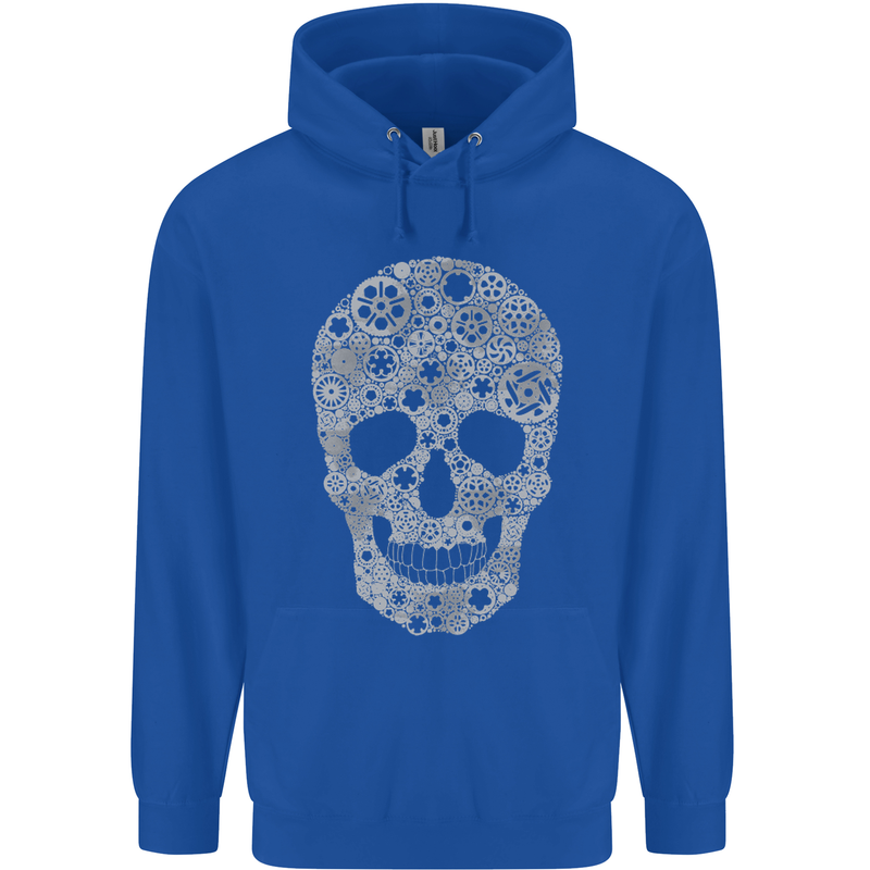 Gear Skull Biker Motorcycle Motorbike Cars Mens 80% Cotton Hoodie Royal Blue
