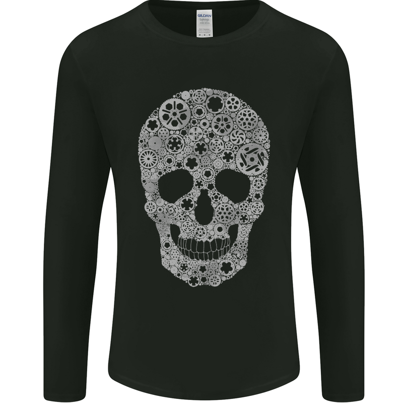 Gear Skull Biker Motorcycle Motorbike Cars Mens Long Sleeve T-Shirt Black