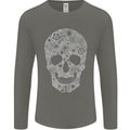Gear Skull Biker Motorcycle Motorbike Cars Mens Long Sleeve T-Shirt Charcoal