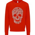 Gear Skull Biker Motorcycle Motorbike Cars Mens Sweatshirt Jumper Bright Red