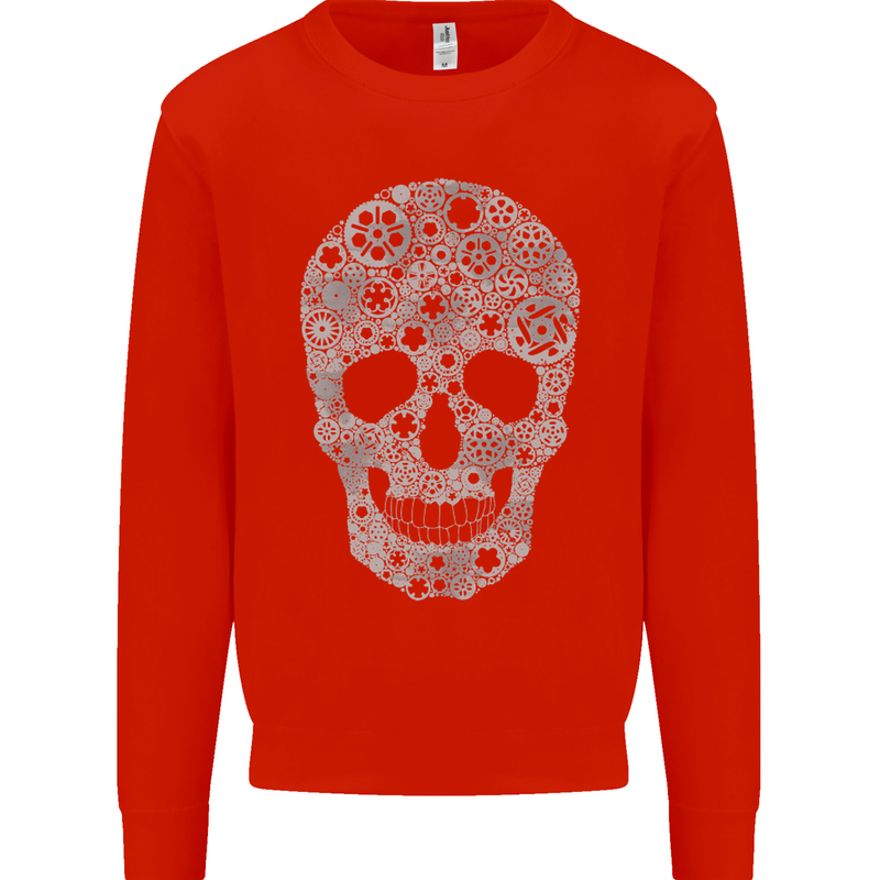 Gear Skull Biker Motorcycle Motorbike Cars Mens Sweatshirt Jumper Bright Red