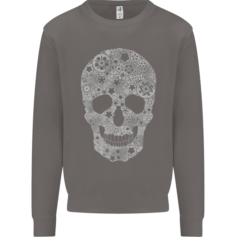 Gear Skull Biker Motorcycle Motorbike Cars Mens Sweatshirt Jumper Charcoal