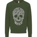 Gear Skull Biker Motorcycle Motorbike Cars Mens Sweatshirt Jumper Forest Green