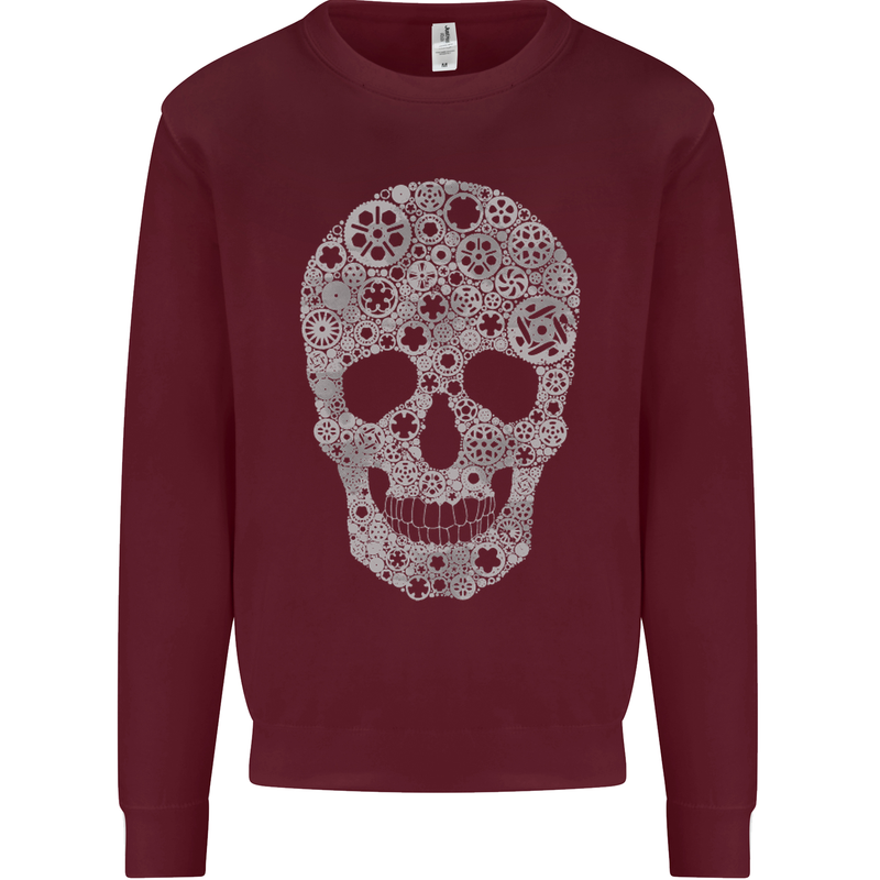 Gear Skull Biker Motorcycle Motorbike Cars Mens Sweatshirt Jumper Maroon